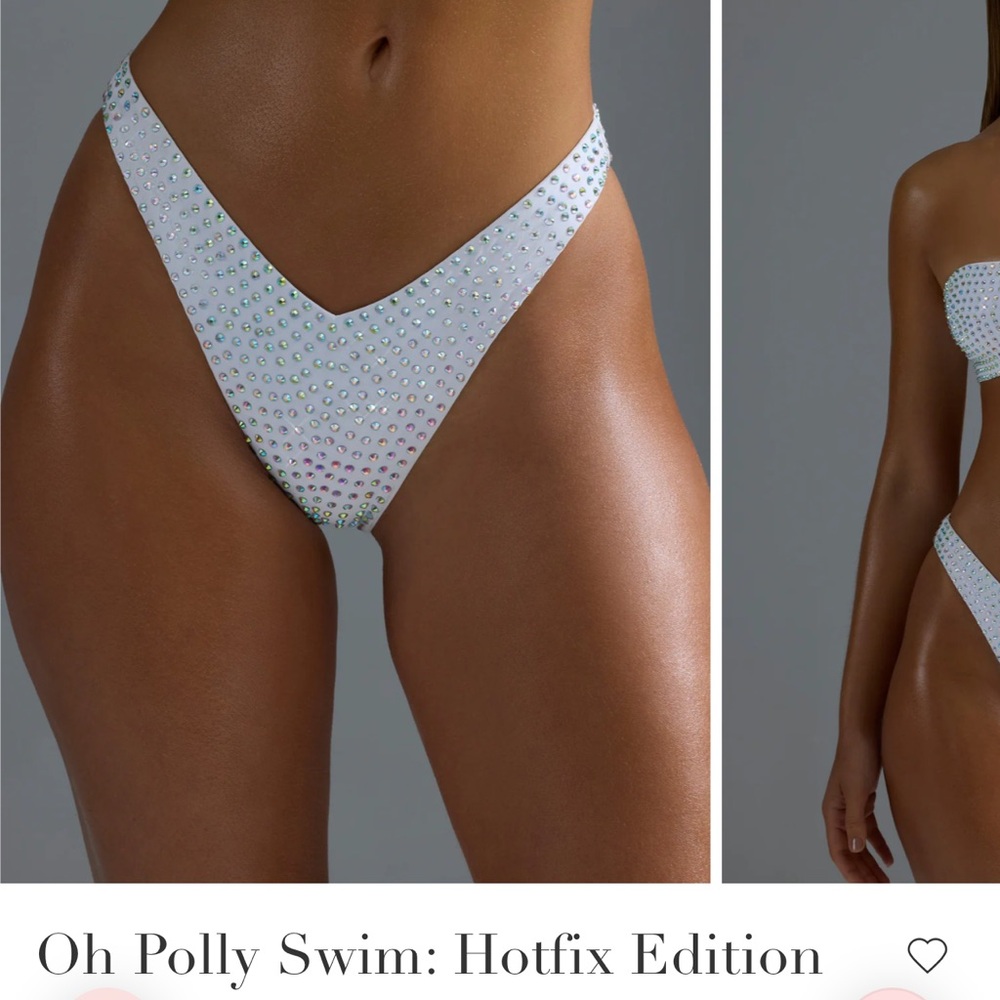 Embellished V-Shaped High Leg Cheeky Bikini Bottoms - Picture 4 of 5